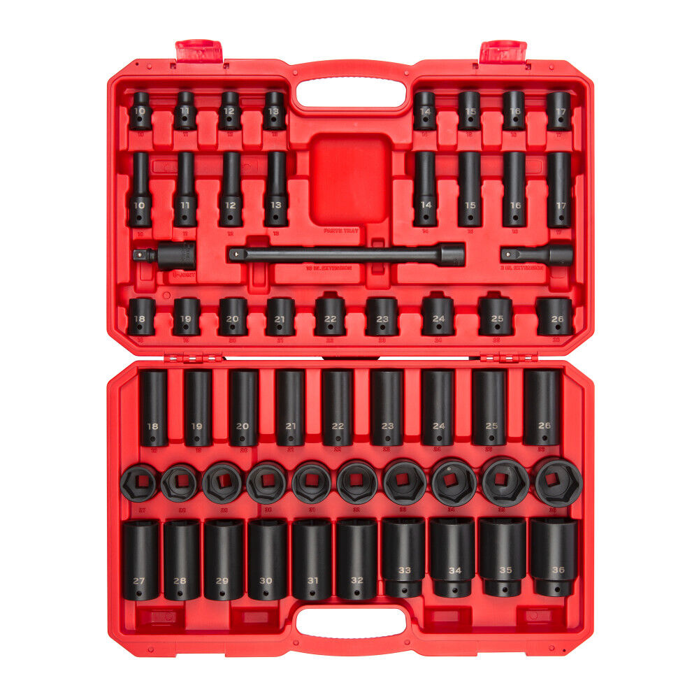 Tekton 1/2 Inch 6 Point Impact Socket Set Case, 57 Pieces (10-36 mm), large image number 1