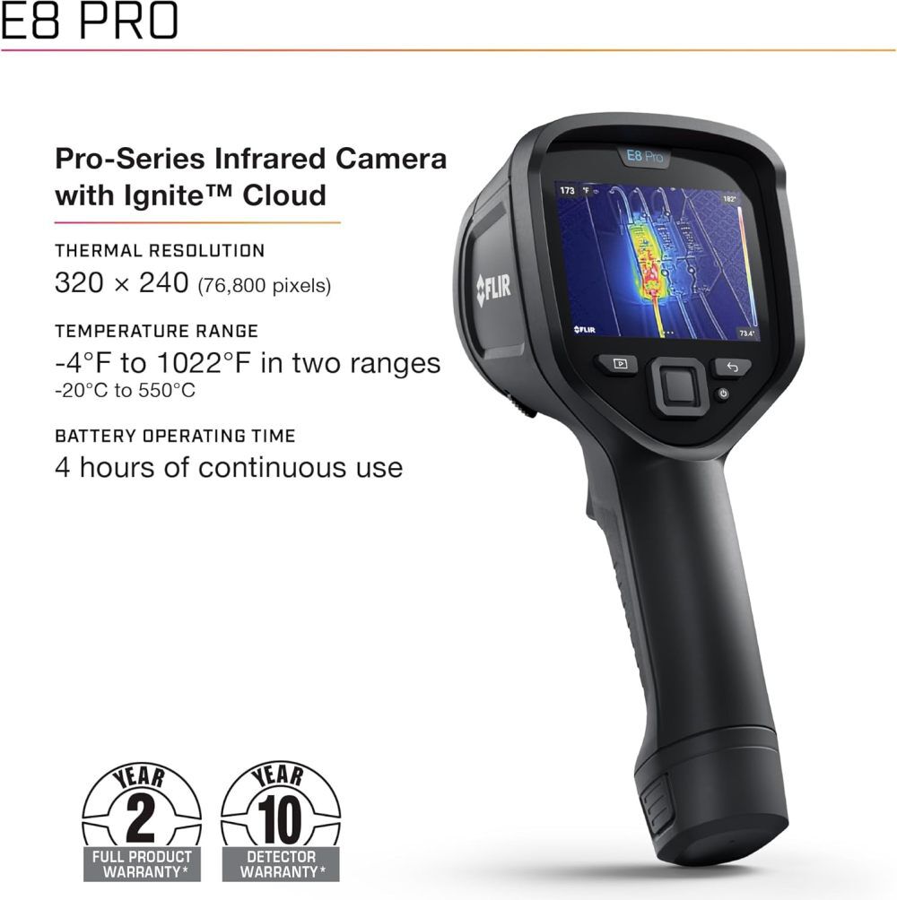FLIR E8 Pro Thermal Camera with Ignite Cloud Kit, large image number 2