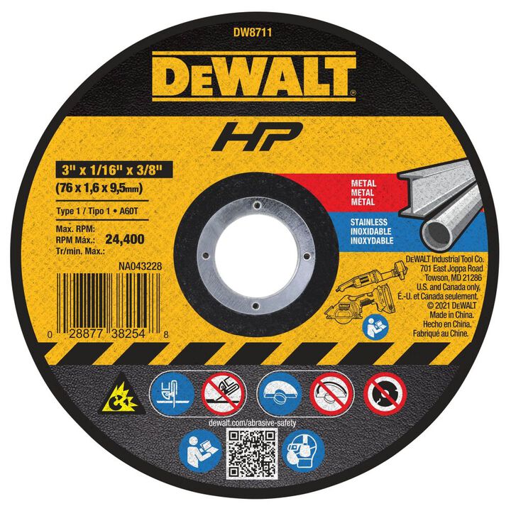 DEWALT 3 In. x 1/16 In. x 3/8 In. A60T Long Life Wheel