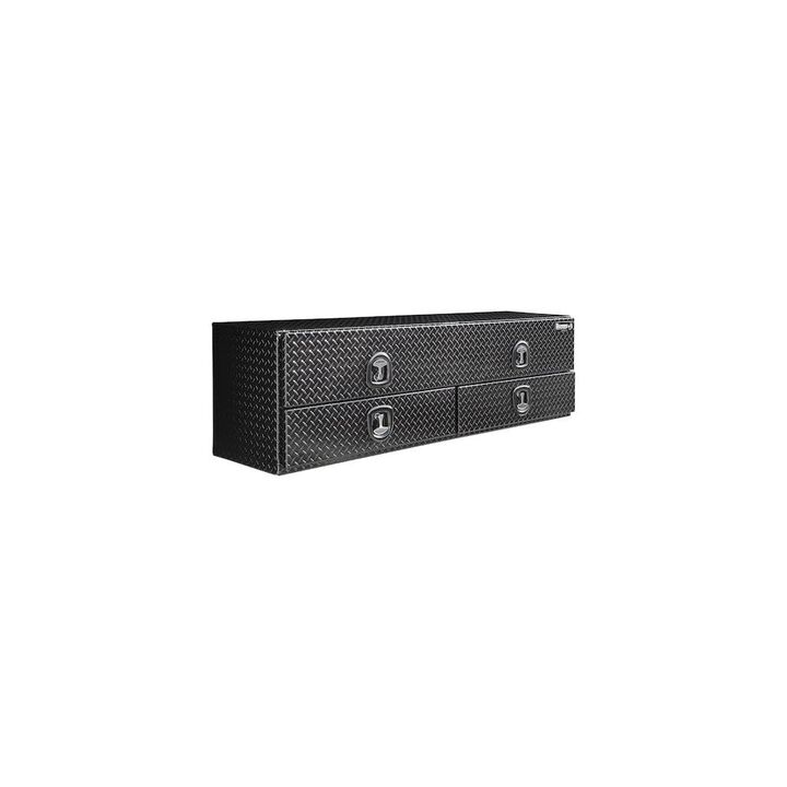 Buyers Products Company 21x18x72 Inch Gloss Black Diamond Tread Aluminum Heavy-Duty Flatbed Contractor With Lower Drawers