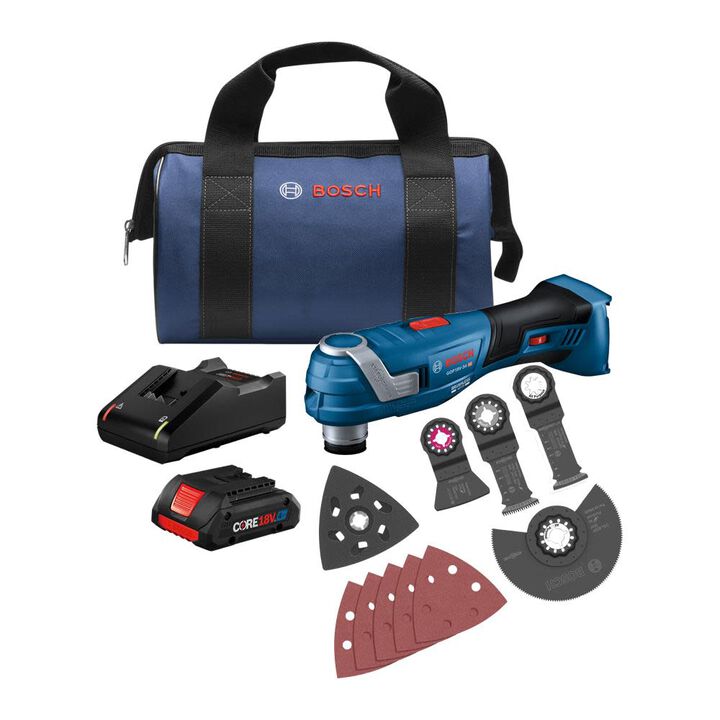 Bosch 18V Brushless StarlockPlus Oscillating Multi-Tool Kit with CORE18V 4 Ah Advanced Power Battery