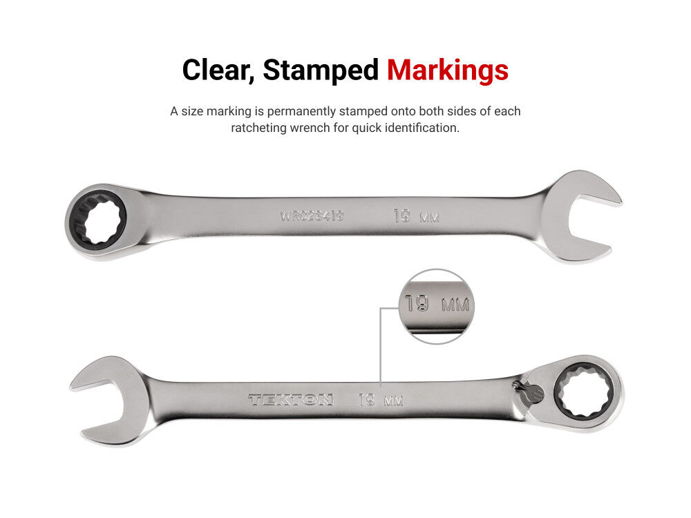 Tekton Ratcheting Combination Wrench Set, Drawer/Rack, 14 Piece 619 mm, large image number 6