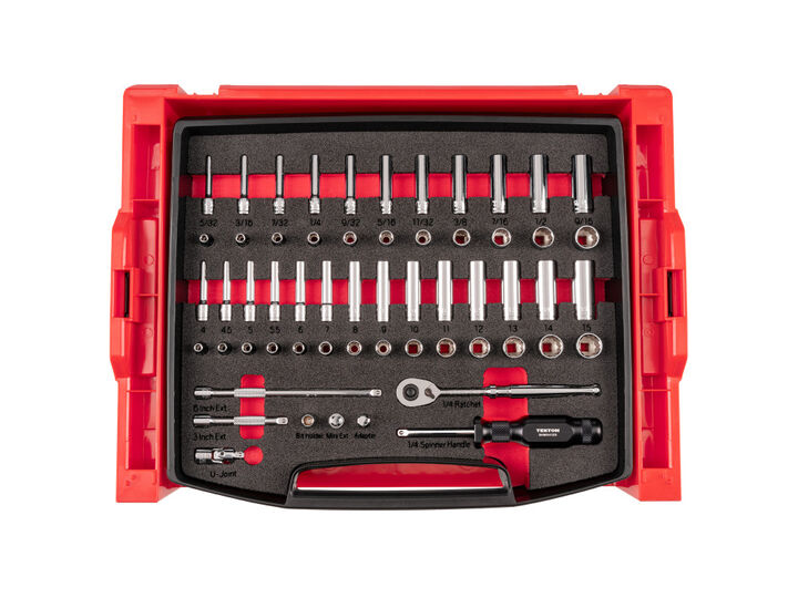 Tekton 1/4 Inch 12-pt Socket and Ratchet Set, (5/32-9/16 Inch, 4-15 mm)