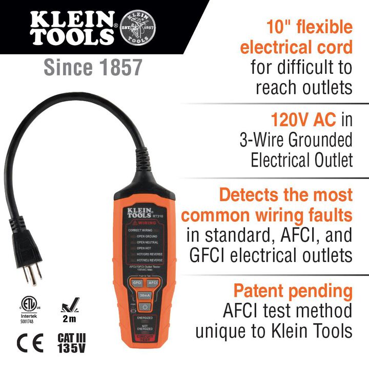 Klein Tools AFCI /GFCI Outlet Tester, large image number 2