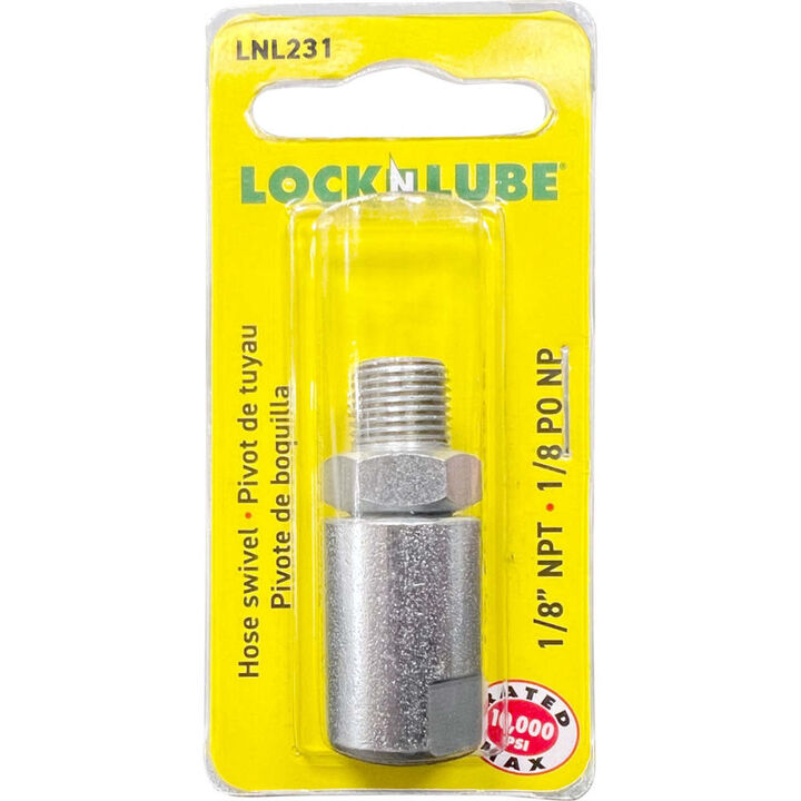 Lock N Lube 1/8 Inch NPT 10000 Psi In-Line Grease Hose Swivel