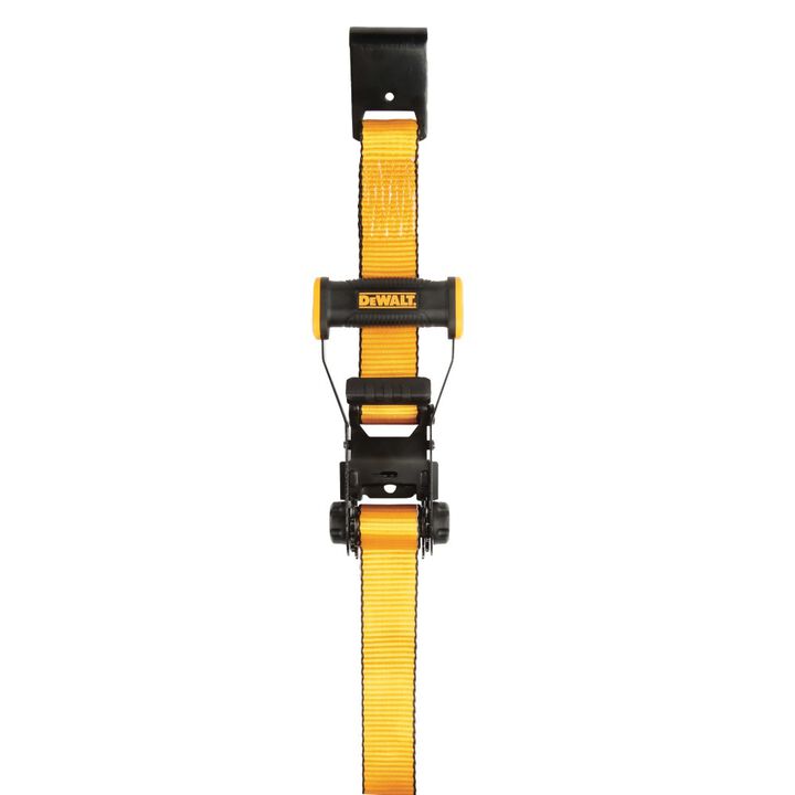 DEWALT 2in x 27' Ratchet Tie-Down Strap with Flat Hooks Heavy Duty 10000 LB Break Strength 1pk, large image number 1