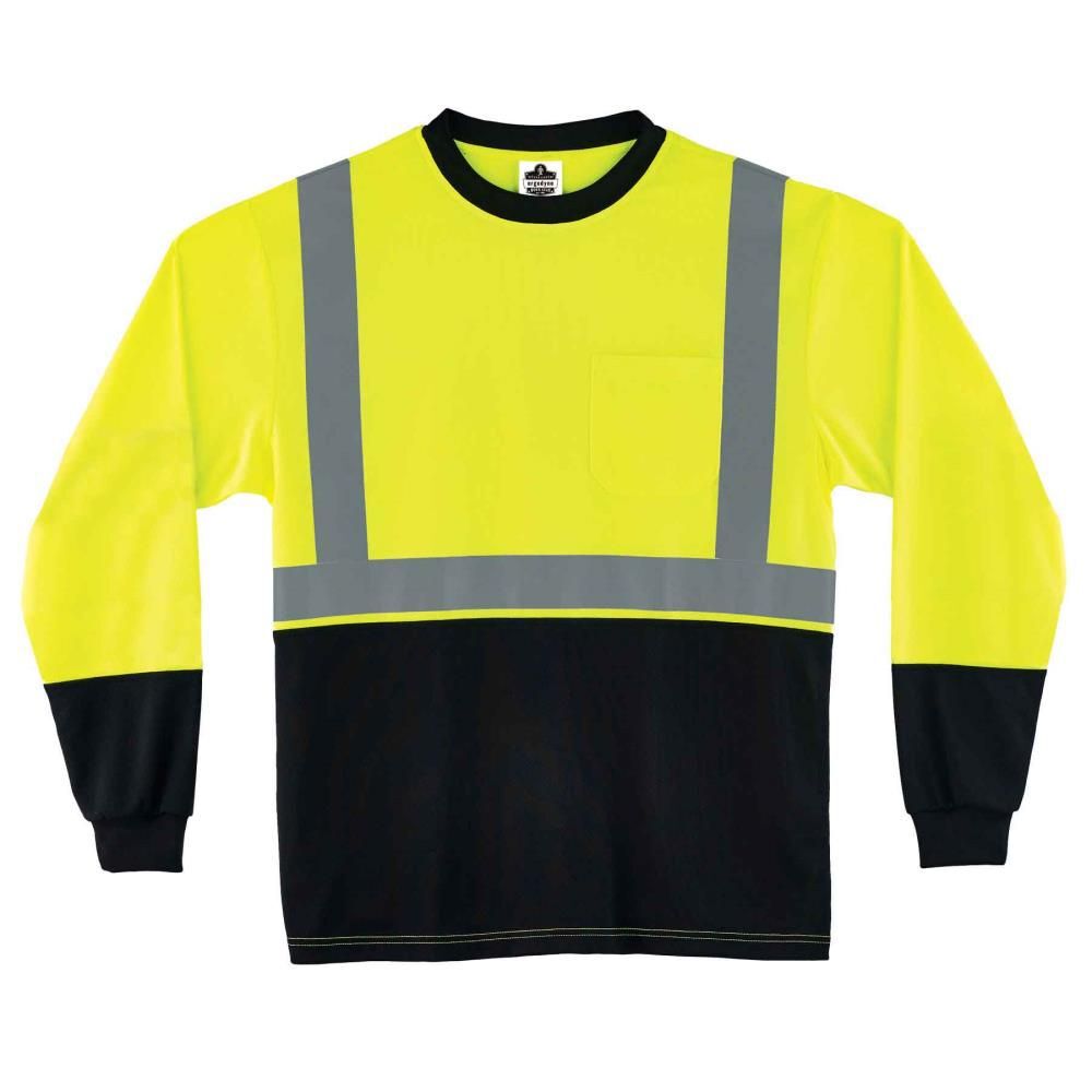Ergodyne Glowear 8291BK Type R Class 2 Black Front Long Sleeve T-Sh3XLirt -, large image number 1