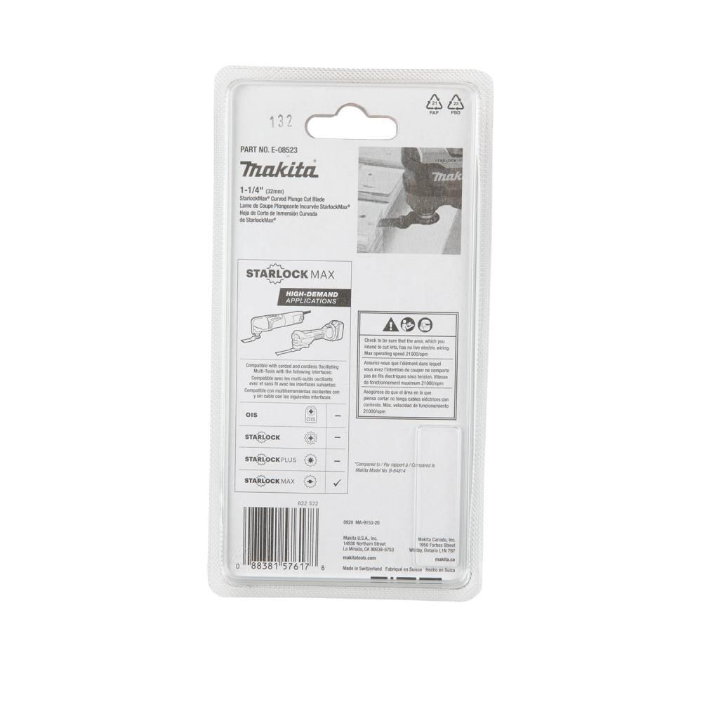 Makita StarlockMax Oscillating Multi Tool 1 1/4in Bi Metal Curved Plunge Cut Blade, large image number 5
