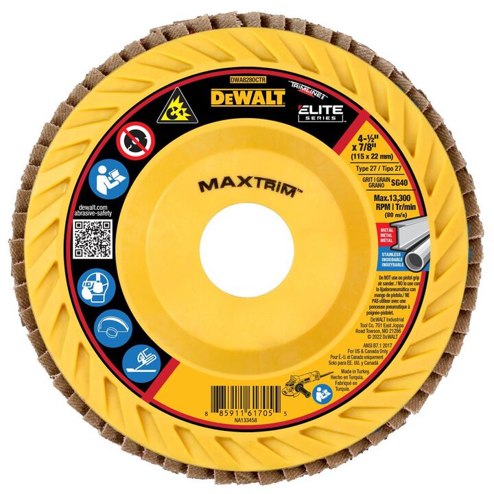 DEWALT 4 1/2in X 7/8in 40G T27 XP Ceramic Trim Flap Disc