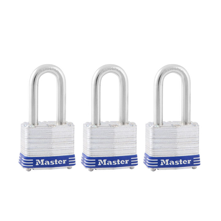 Master Lock Padlock 1 9/16in Pin Tumbler Keyed Dual Ball Bearing 3pk