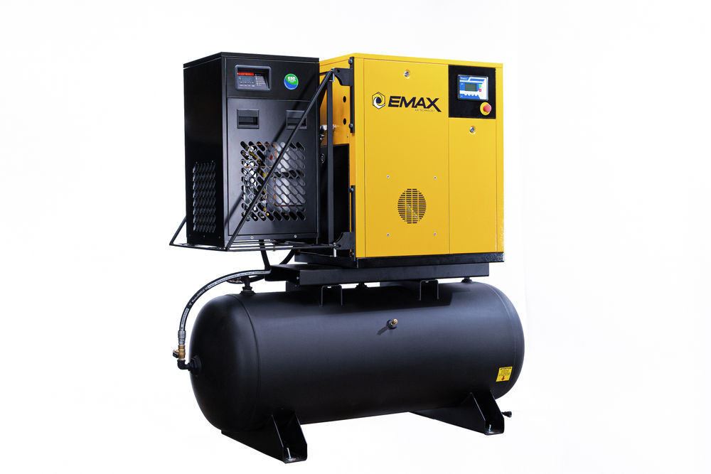 EMAX 460V 7.5HP 3PH 120 Gallon Horizontal Rotary Screw Air Compressor, large image number 1