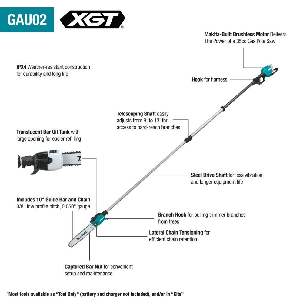 Makita 40V max XGT 10in Telescoping Pole Saw Kit 13' Length, large image number 17