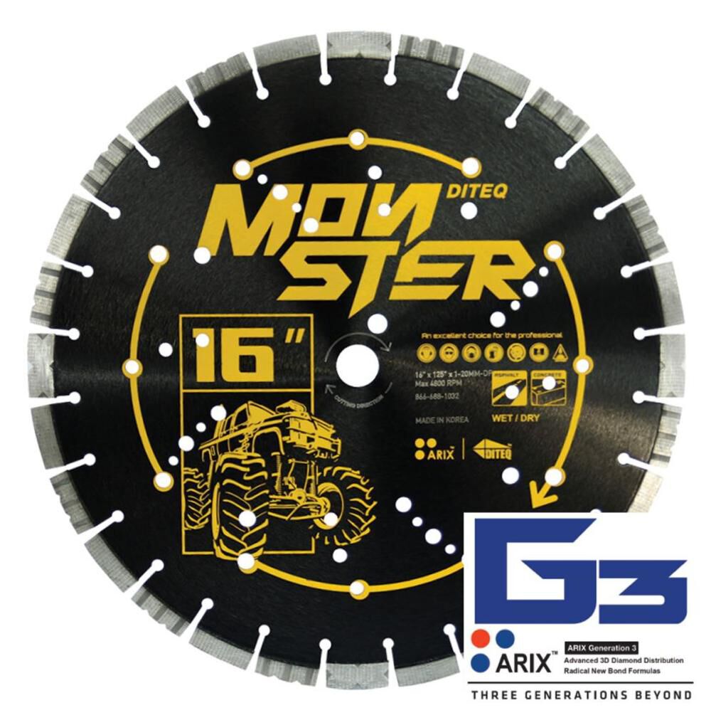 Diteq Monster 14 Inch Super Premium Segmented Turbo Rim Diamond Blade for Concrete and Asphalt, large image number 1