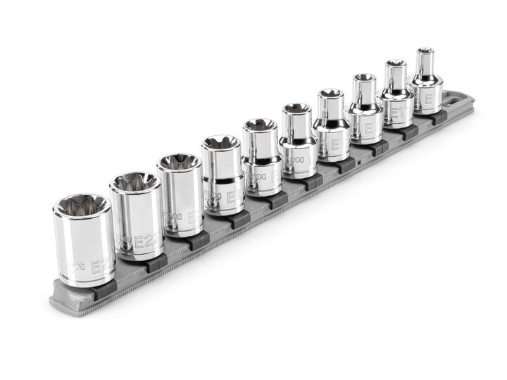 Tekton 1/2 Inch External Star Socket Set, 10 Pieces (E8-E24)