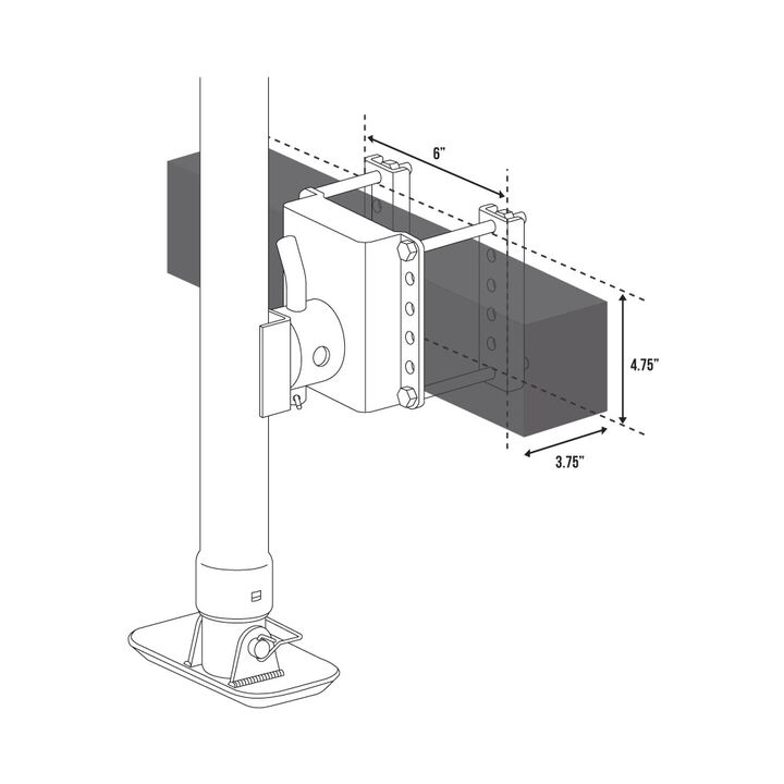 Trailer Valet JX 5000 lbs Side Mounted Drill Jack 14in Travel, large image number 2