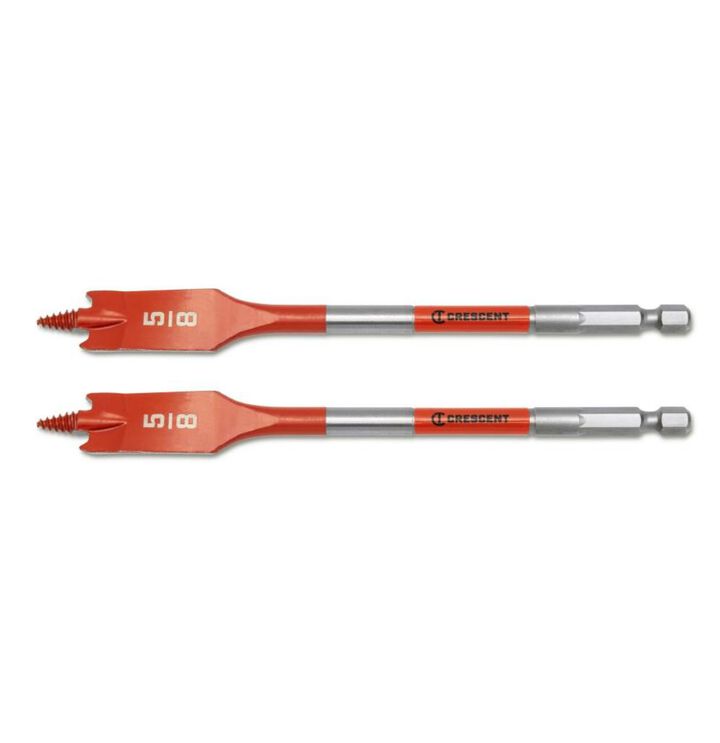 Crescent Screw Point Spade Drill Bit 2pk, 5/8 Inch x 6 Inch