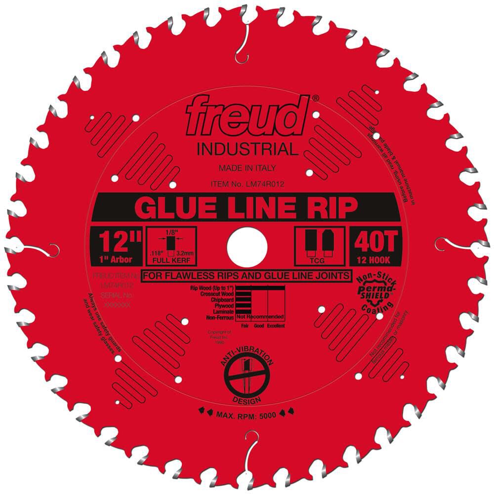 Freud 12 In. x 40T Glue Line Ripping Blade, large image number 1