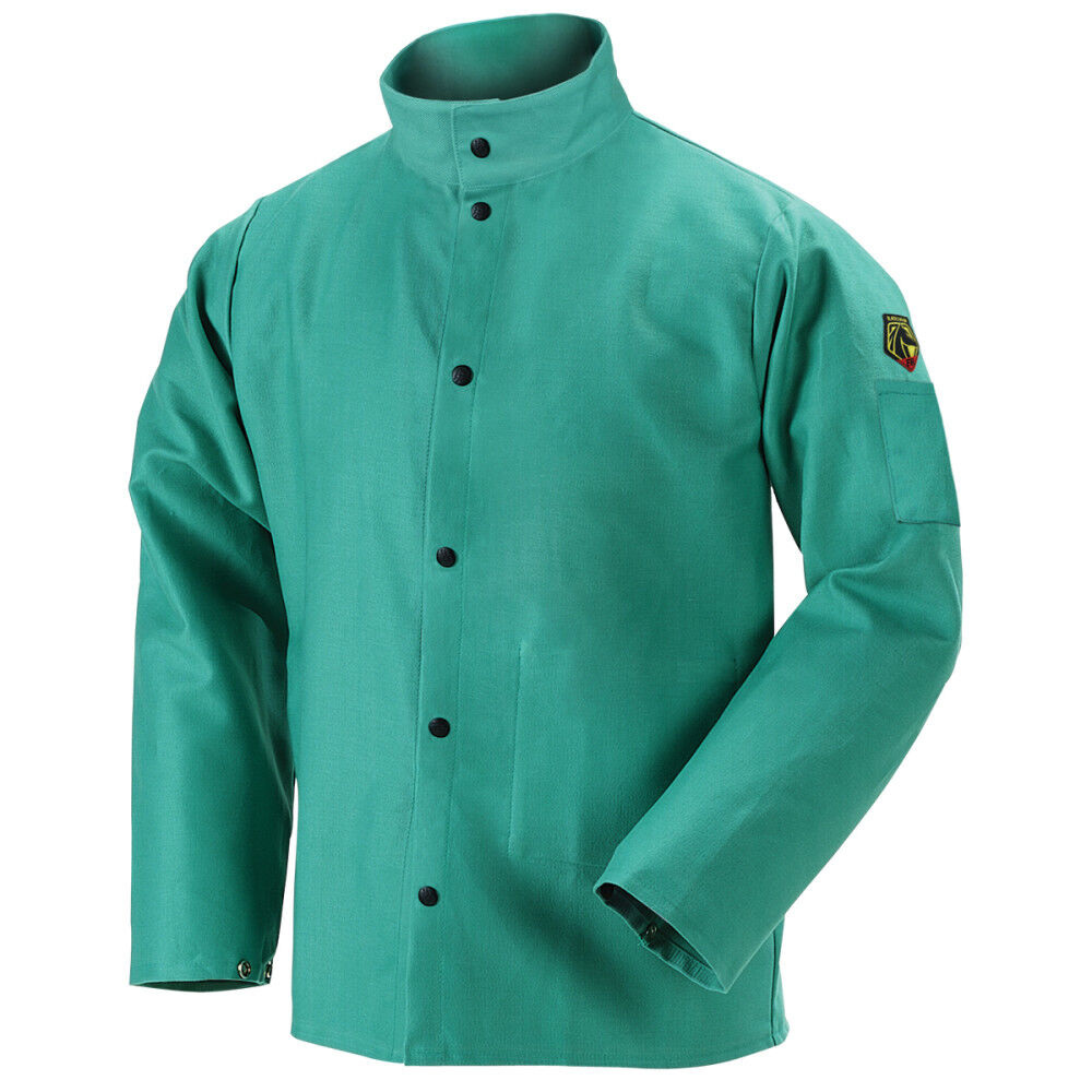 Black Stallion Welding Jacket 9oz Green FR Cotton 4X, large image number 1