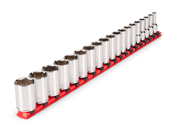Tekton 3/8 Inch Drive Semi-Deep 6-Point Socket Set, 6 - 24 mm, 19 Pieces