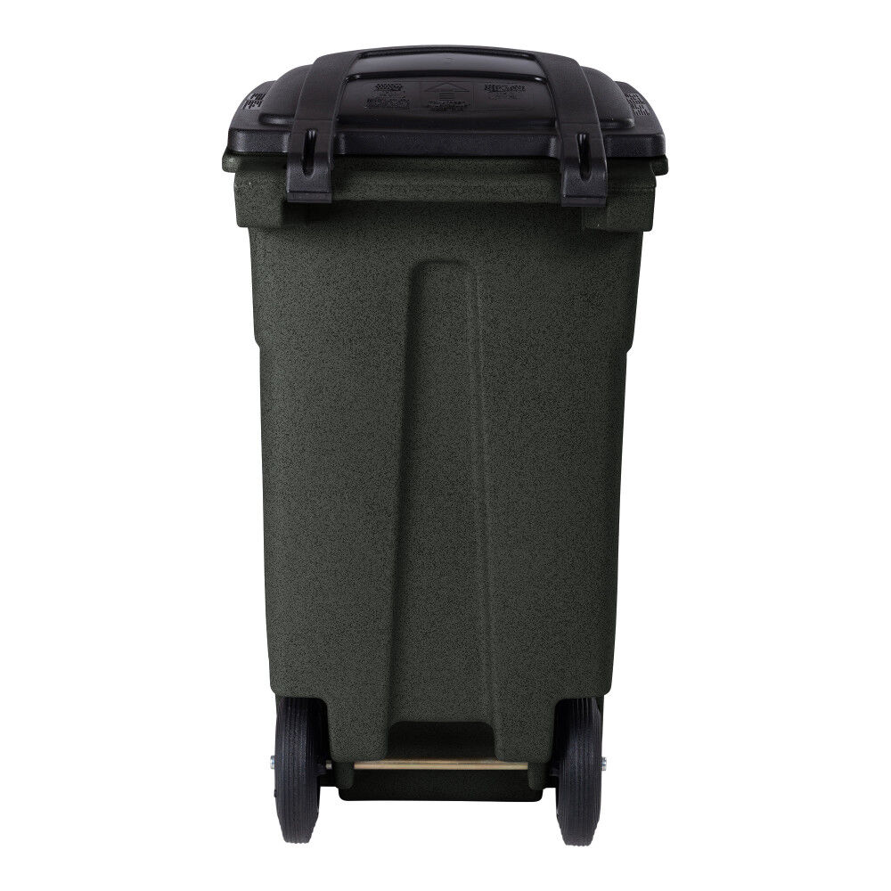 Toter 32 Gallon Greenstone Trash Can with Quiet Wheels and Attached Lid, large image number 5