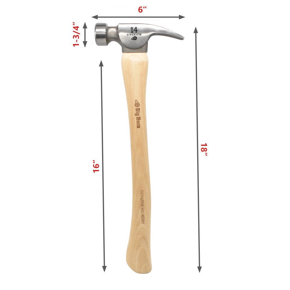 Big Horn 14 Oz. Tiger Titanium Hammer with Curved Hickory Handle, large image number 3
