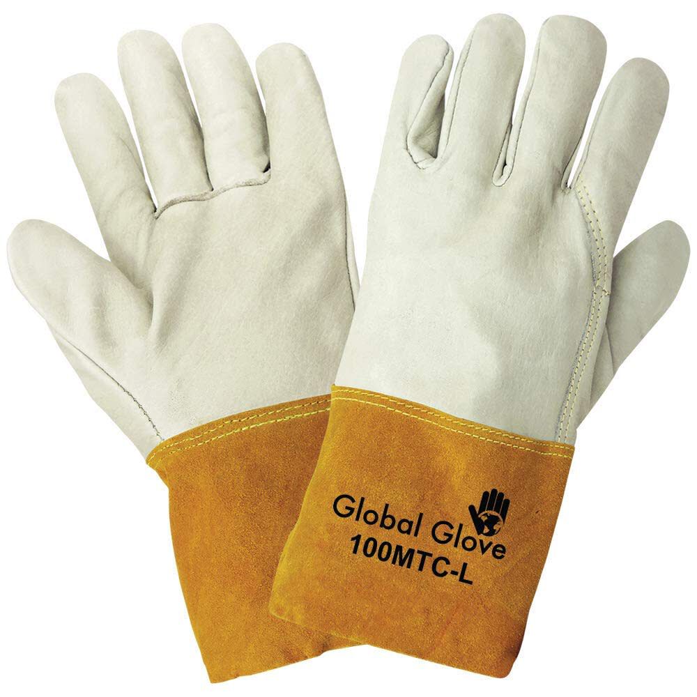 Global Glove Premium Grain Cowhide Mig/Tig Leather Beige Welder Gloves, Large, large image number 1