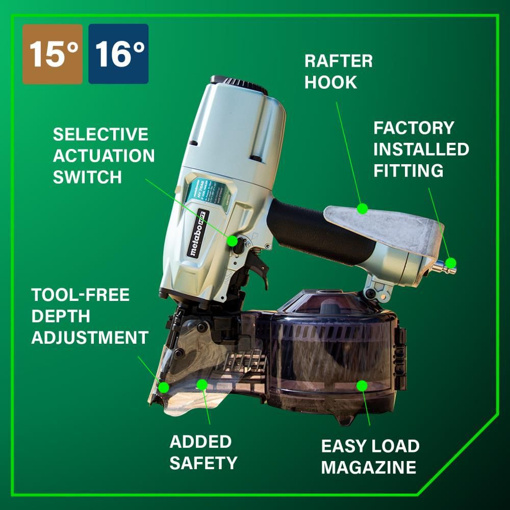 Metabo HPT NV75A5 Pneumatic 3in Siding/Light Framing Sheathing Coil Nailer, large image number 4