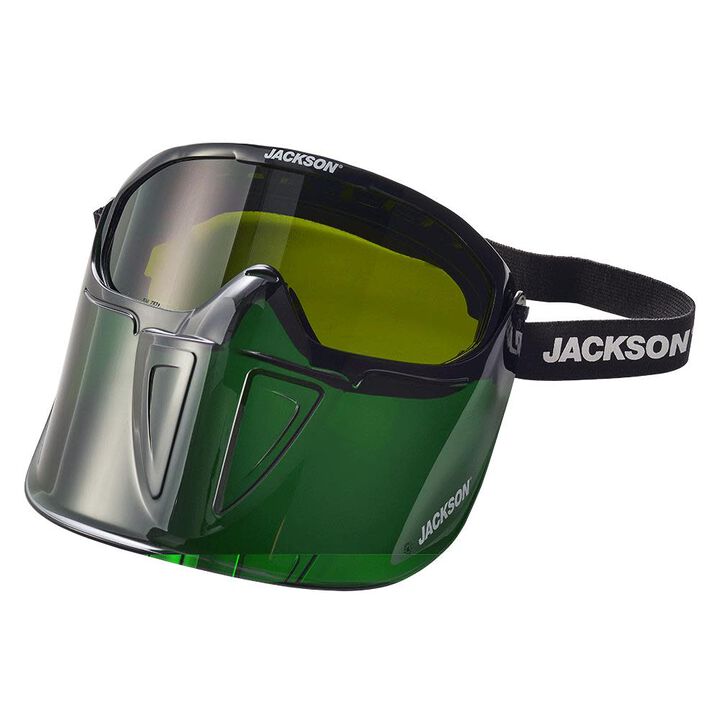 Jackson Safety GPL530 Premium Goggle with Detachable Face Shield Shade 3 IR Lens Anti-Fog Coating Green Frame