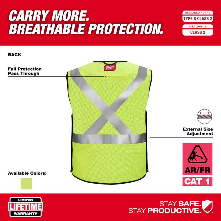Milwaukee High Vis Safety Vest Class 2 Breakaway AR/FR Cat 1, large image number 3