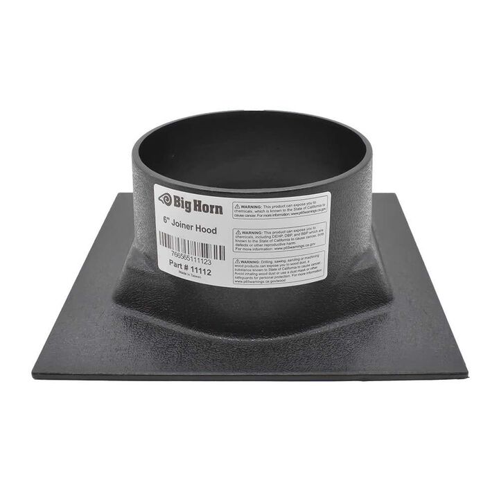 Big Horn 6 Inch x 6 Inch ABS Black Universal Dust Hood with 4 Inch Outlet