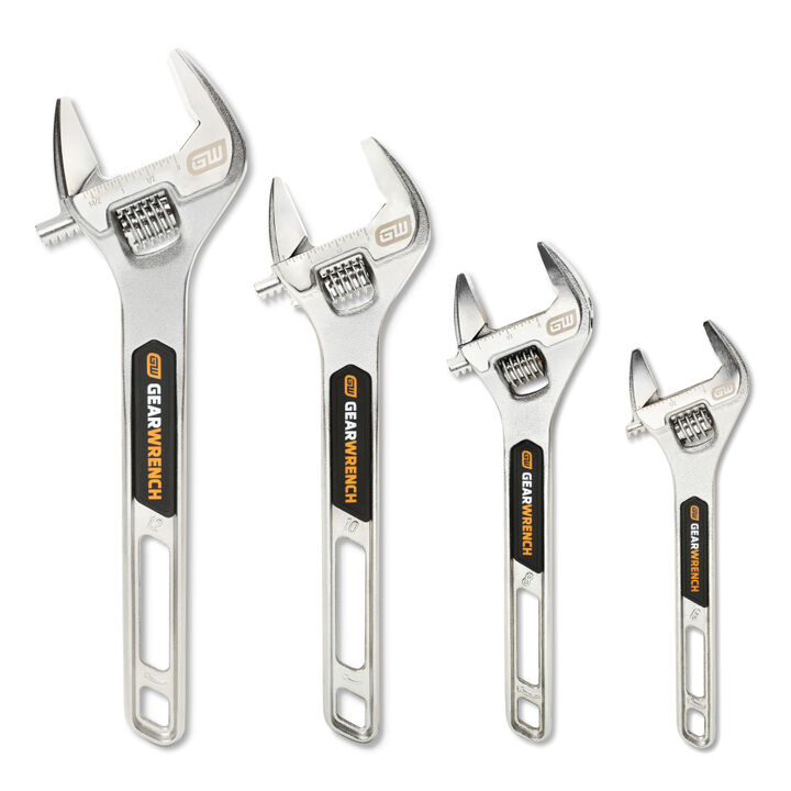 GEARWRENCH Chrome Adjustable Wrench Set 4 Pieces