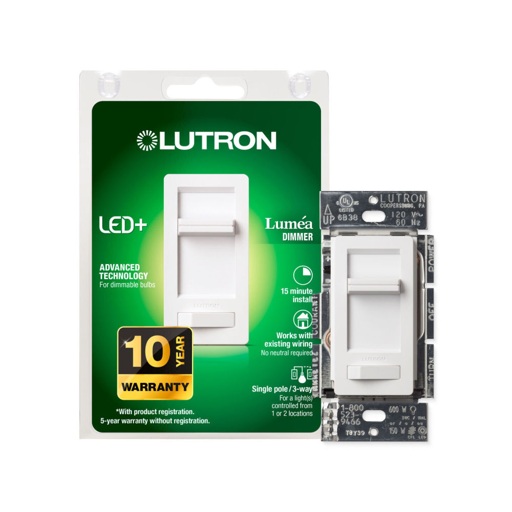 Lutron Lumea LED+ 120V 150W 1P Gloss Light Almond 3-Way Dimmer Switch, large image number 2