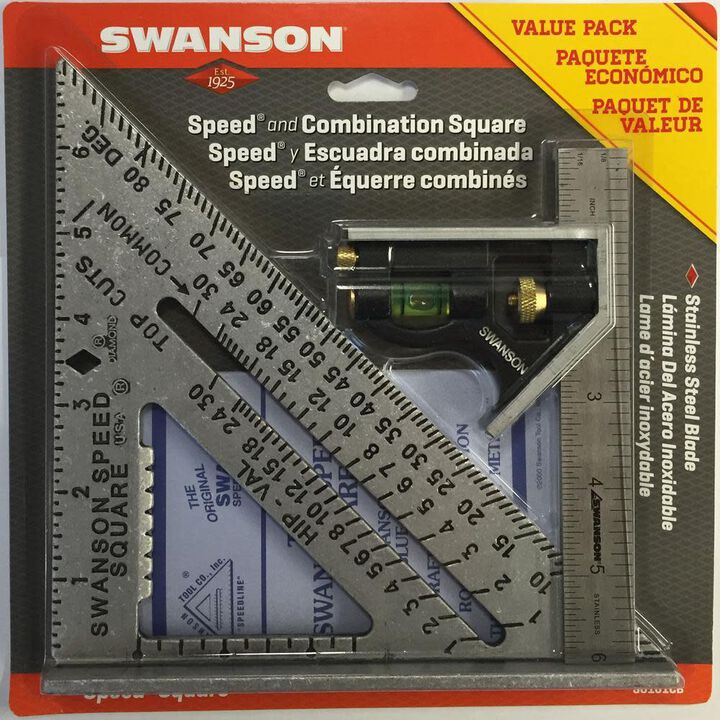 Swanson Tool Speed Square wth Blue Book, 6 Inch Combination Square