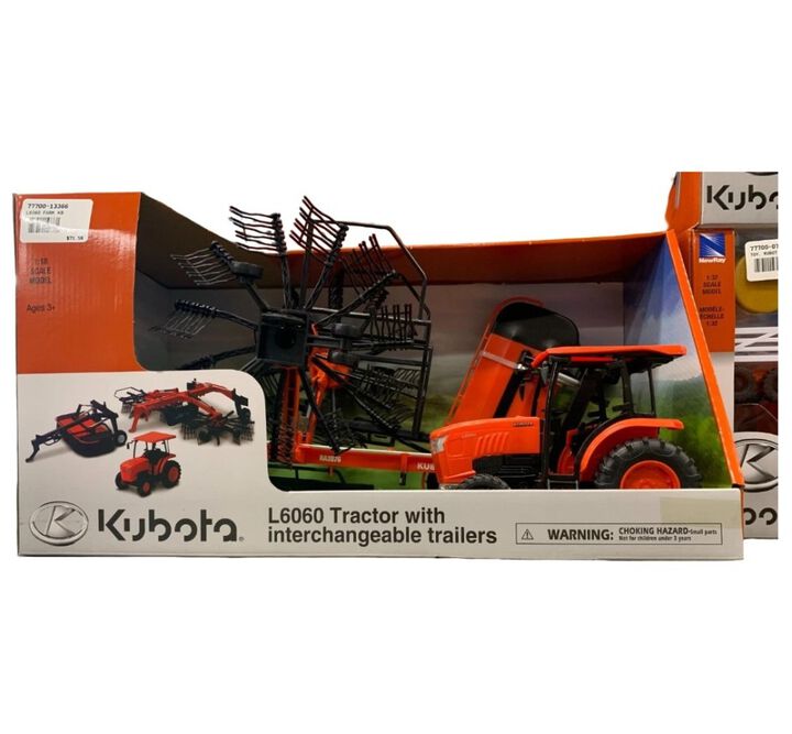 Kubota L6060 1:32 Scale Miniature Toy Tractor with Trailers