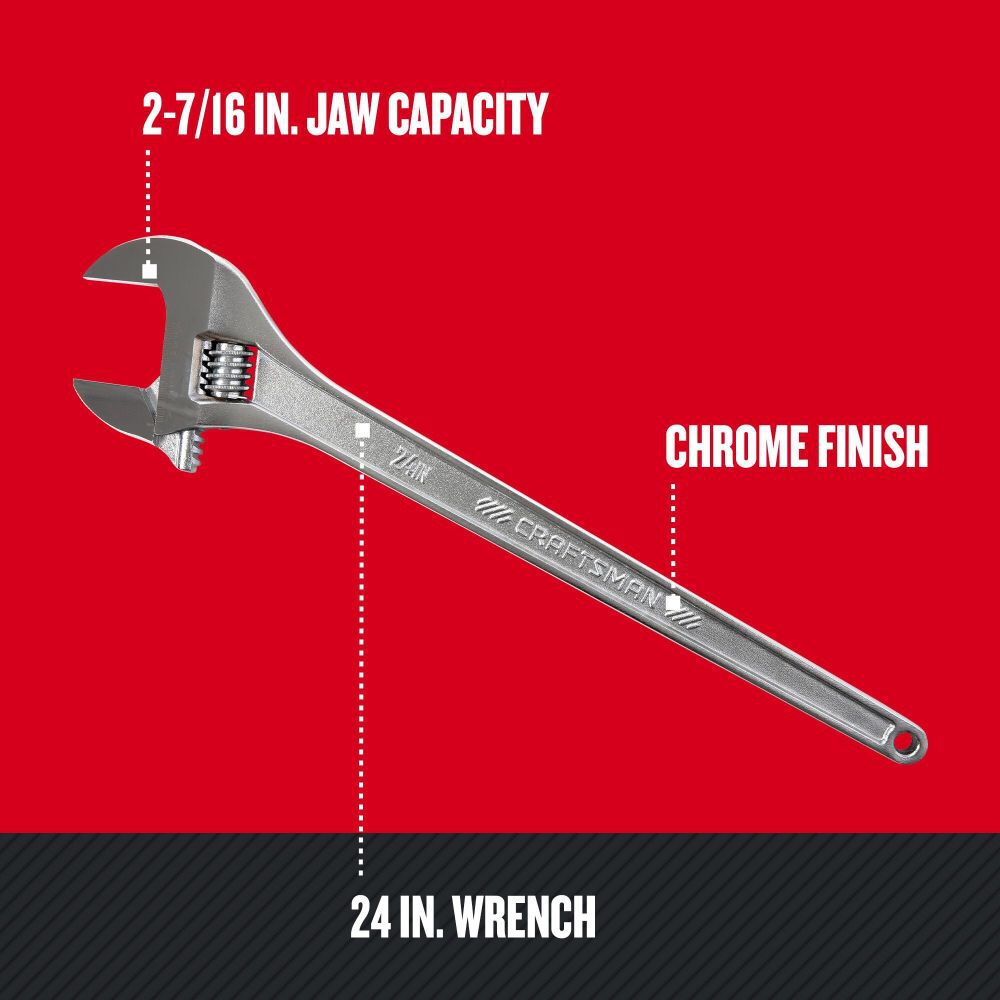 CRAFTSMAN 24 Inch All Steel Adjustable Wrench, large image number 3