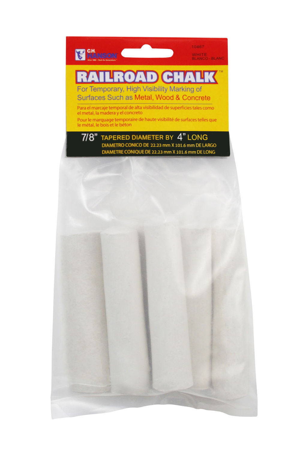 C H Hanson Railroad Chalk White Carded, 6 Piece, large image number 1