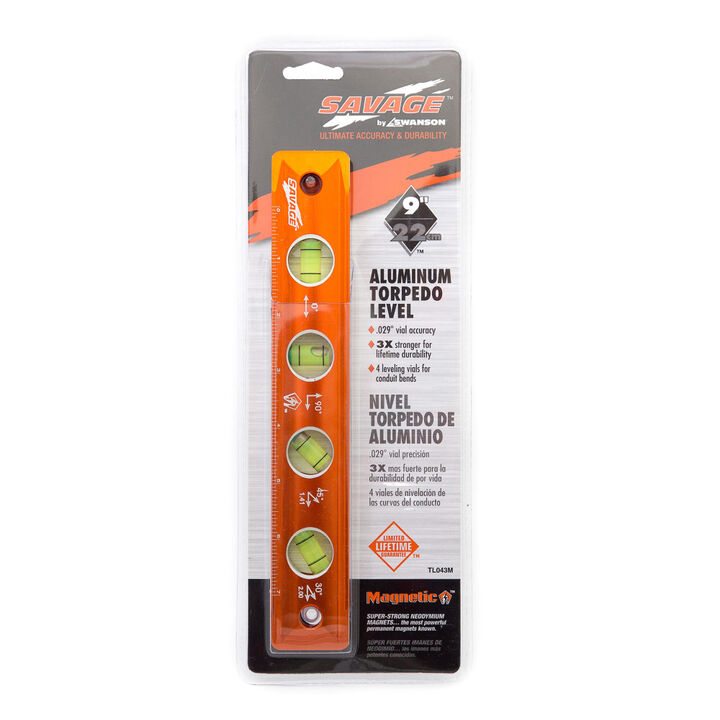 Swanson Tool 9 In SAVAGE Magnetic Billet Torpedo Level with Metric (22 CM), large image number 1