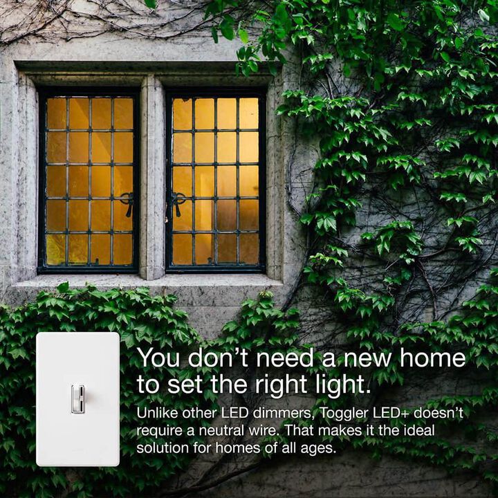 Lutron Toggler LED+ 120V 150W 1P Gloss Light Almond 3-Way Dimmer Switch, large image number 4