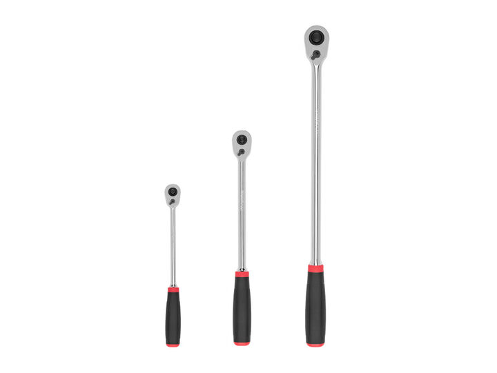 Tekton 1/4, 3/8, 1/2 Inch QR Comfort Grip Long Ratchet Set (9, 12, 18 in)