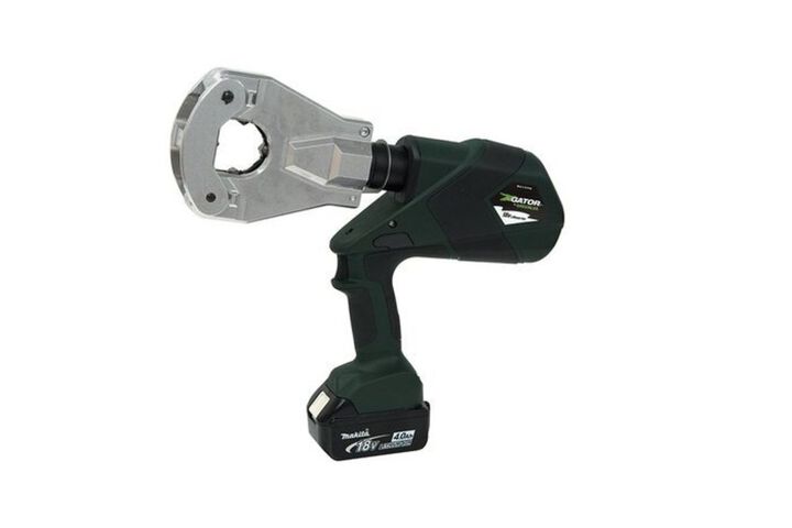 Greenlee 6-Ton Quad Point Crimper Kit, Flip Top, 12V Charger, Two 4 Ah Batteries