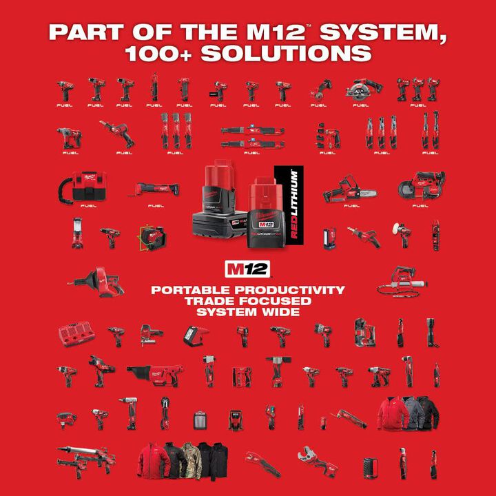 Milwaukee M12 FUEL Stubby 1/2inch Pin Impact Wrench Reconditioned (Bare Tool), large image number 8