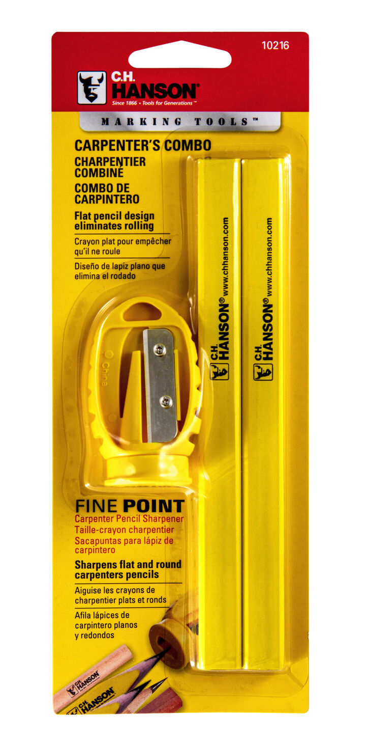 C H Hanson 2 Carpenter Pencils with 1 Sharpener