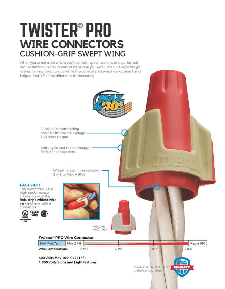 Ideal Industries TwisterPRO Wire Connector, Red/Tan, 500 Jar, large image number 1