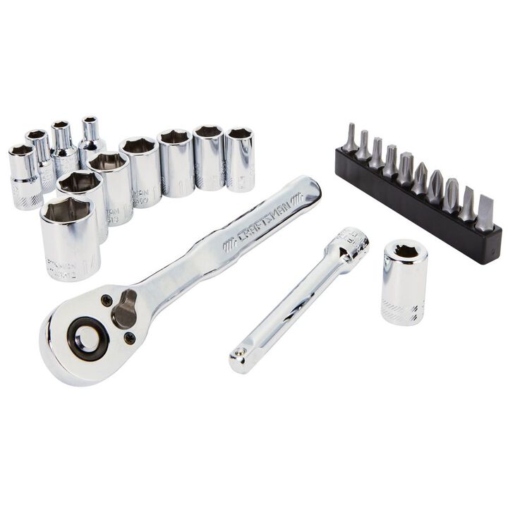 CRAFTSMAN 1/4 Inch Drive (mm) Mechanics Tool Set, 22 Pieces
