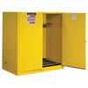 Justrite 110 Gallon Yellow Steel Manual Close Cabinet with Drum Rollers, small image number 1