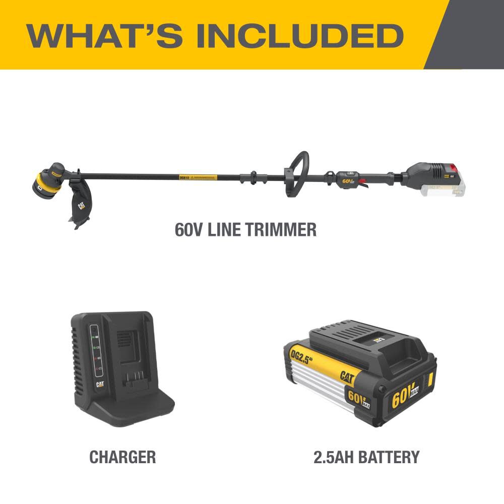 CAT DG610 60V 15in Brushless Line Trimmer with Dual Line Bump Feed Head Kit, large image number 7