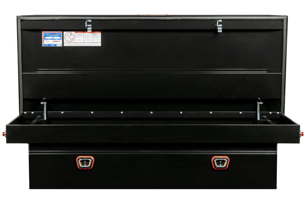 Weather Guard Saddle Box, Steel, Full Extra Wide, Gloss Black, 15.5 cu ft, large image number 3