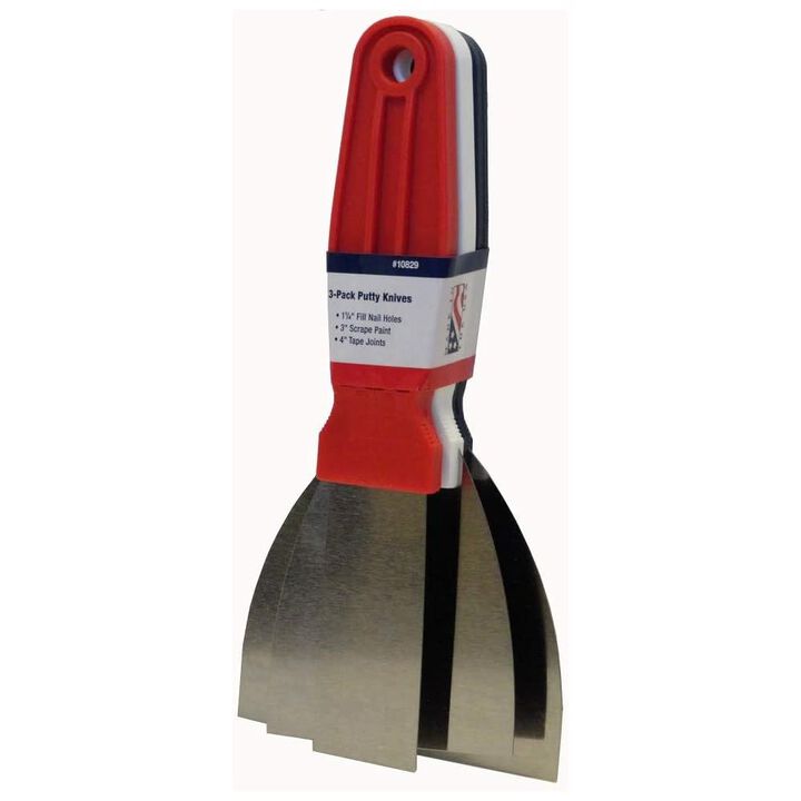 Warner Carbon Steel Multi-Color Putty Knife Various Size 3pk