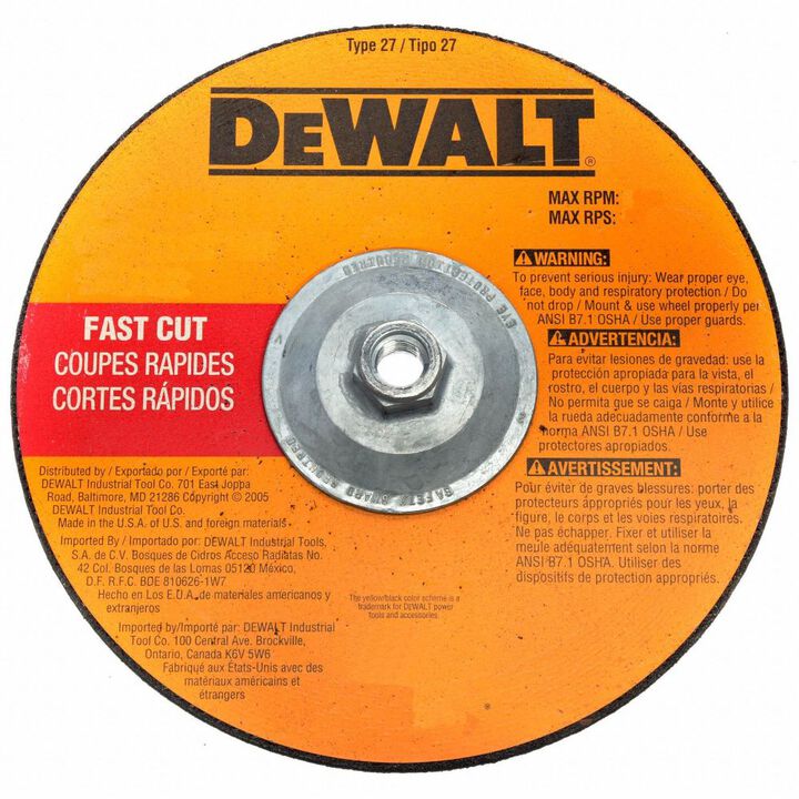 DEWALT 9 In. x 1/4 In. x 5/8 In. to 11 Fast Cutting Abrasive, large image number 1