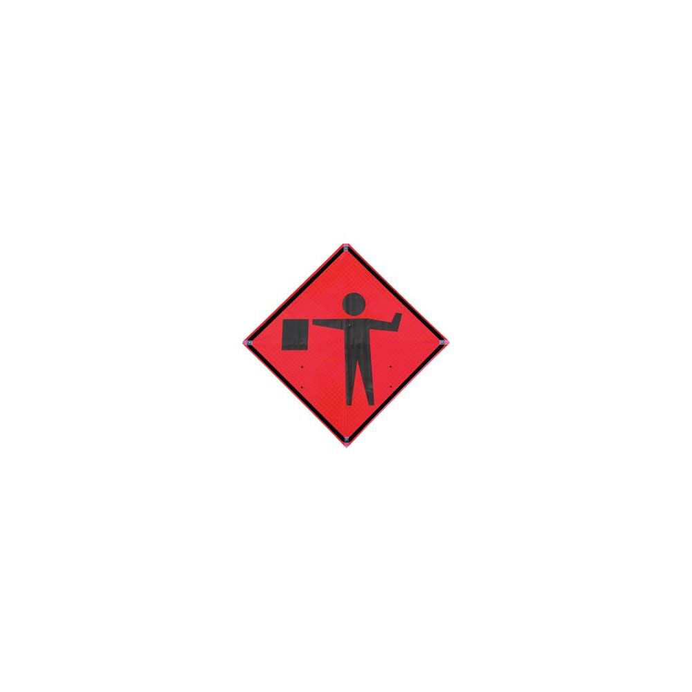Vizcon 48 x 48in Reflective PP HF Flagger Ahead Symbol Sign, large image number 2